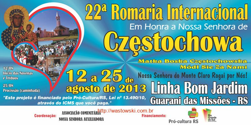 22ª Romaria Internacional à Nossa Senhora de Częstochowa - Frente