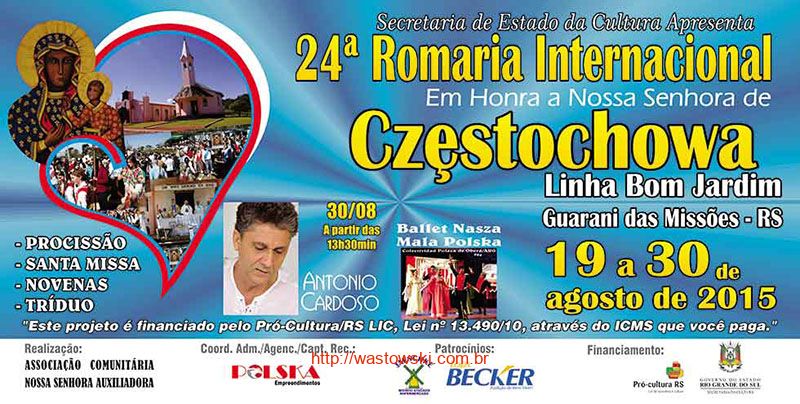 24ª Romaria Internacional à Nossa Senhora de Częstochowa - Frente